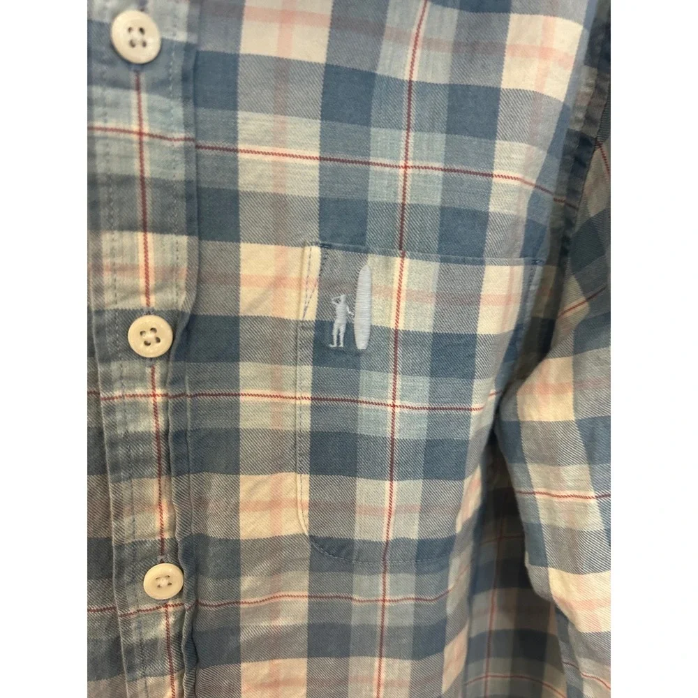 Johnnie-O Hangin Out Blue Plaid Button Down Shirt 12 Long Sleeve Cotton k7092‎